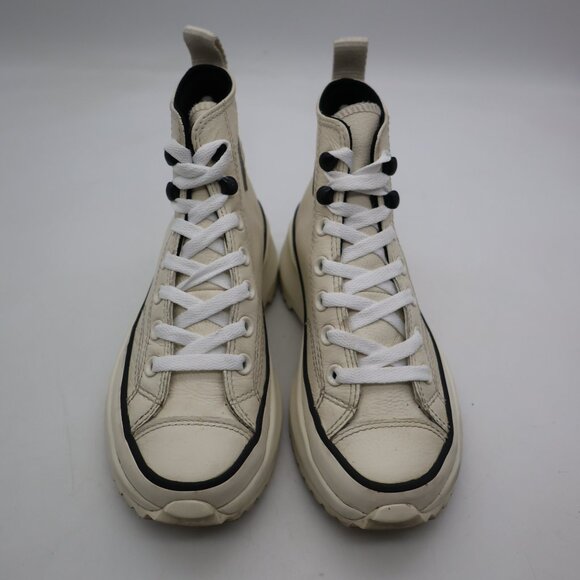 Converse Run Star Hi Egret Women's 5.5 White Leather Water Repellent Sneakers - Picture 2 of 10